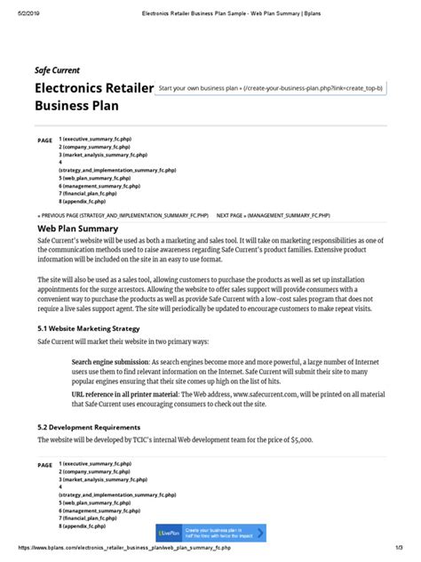 Electronics Retailer Business Plan